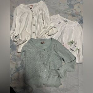 Girls button sweaters! Perfect for over dress for Holiday or chilly day